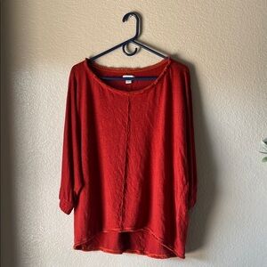 Sundance Ariane Top Women Sz M Burnt Orange Oversized Linen Frayed Hem Chic